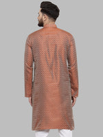 Thumbnail for Jompers Men Orange & White Woven Design Kurta Only - Distacart