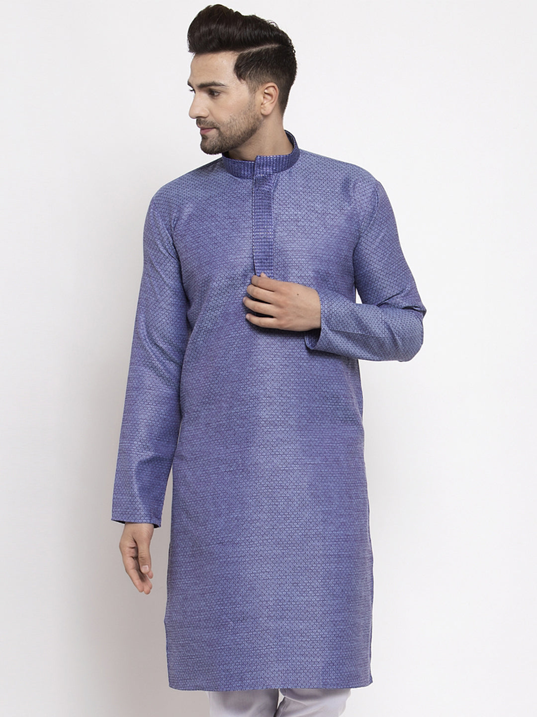 Jompers Men Blue Embroidered Kurta Only - Distacart