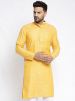 Thumbnail for Jompers Men's Yellow Woven Kurta Only