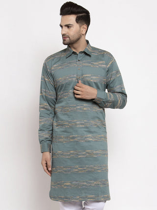Jompers Men Green & White Woven Design Kurta Only - Distacart