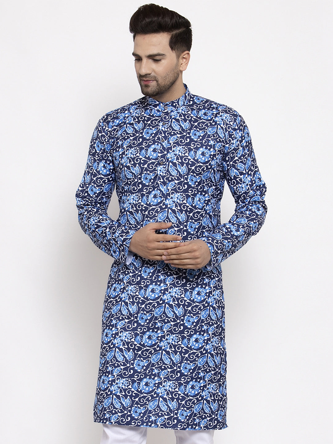 Jompers Men Blue Printed Kurta Only - Distacart