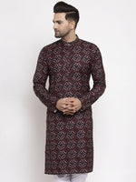 Thumbnail for Jompers Men Brown Printed Kurta Only - Distacart