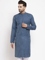 Thumbnail for Jompers Men Blue Self Design Kurta Only - Distacart