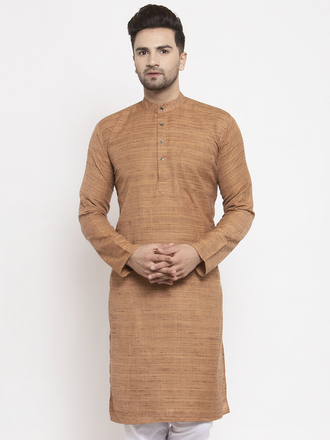 Jompers Men Brown Self Design Kurta Only - Distacart