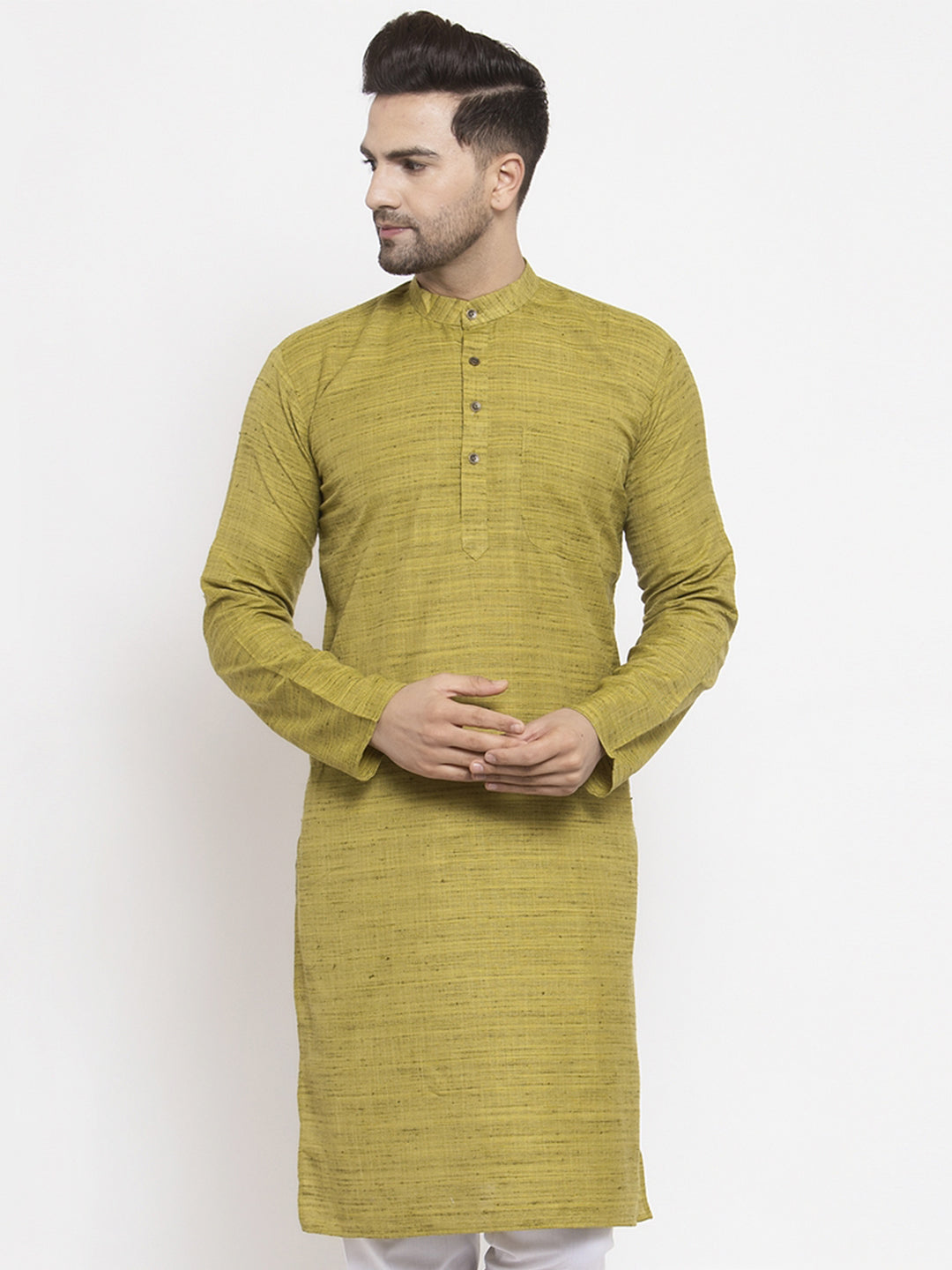 Jompers Men Green Self Design Kurta Only - Distacart