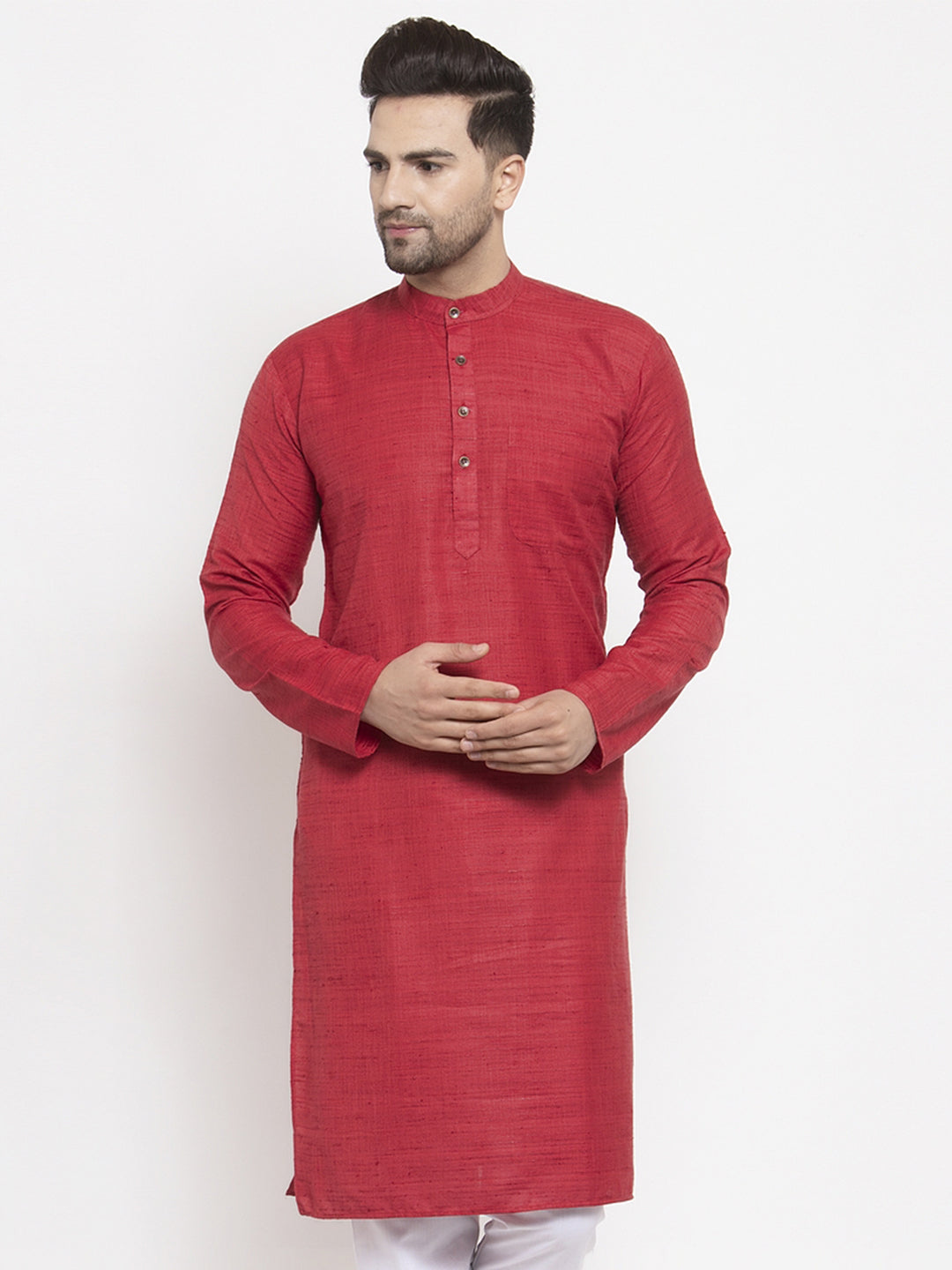 Jompers Men Maroon Self Design Kurta Only - Distacart