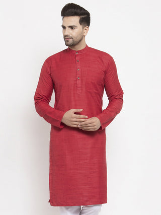 Jompers Men Maroon Self Design Kurta Only - Distacart