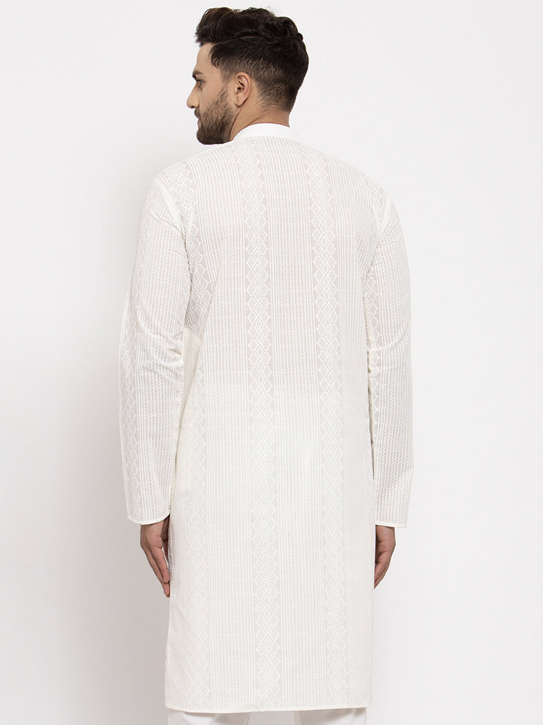 Jompers Men Cream Embroidered Kurta Only - Distacart