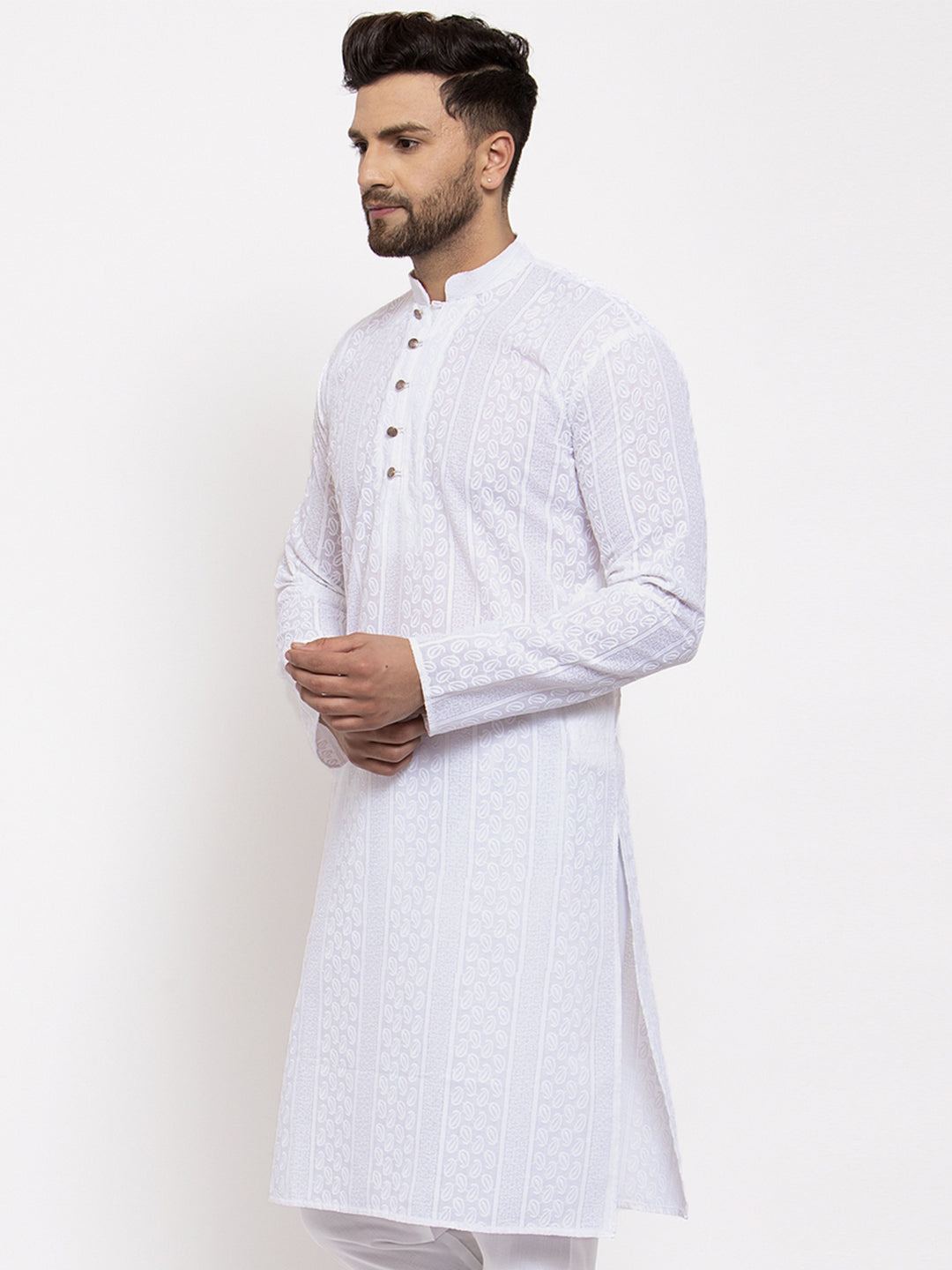 Jompers Men White Embroidered Kurta Only - Distacart