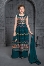 Thumbnail for Kids Wedding Designer Rama Georgette Naira Cut Salwar Suit - Aaradhna - Distacart