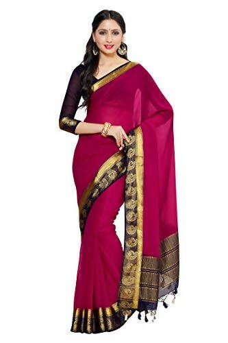 Mimosa Women's Dark Pink Banarasi Chiffon Saree - Distacart