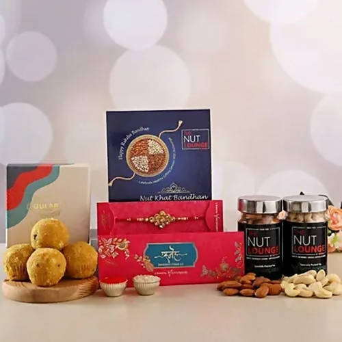 Kundan Rakhi With Dry Fruits & Besan Laddoos