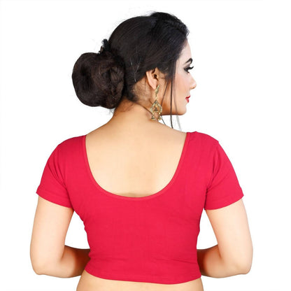 Vamika Pink Lycra Plain Blouse For Women - Distacart
