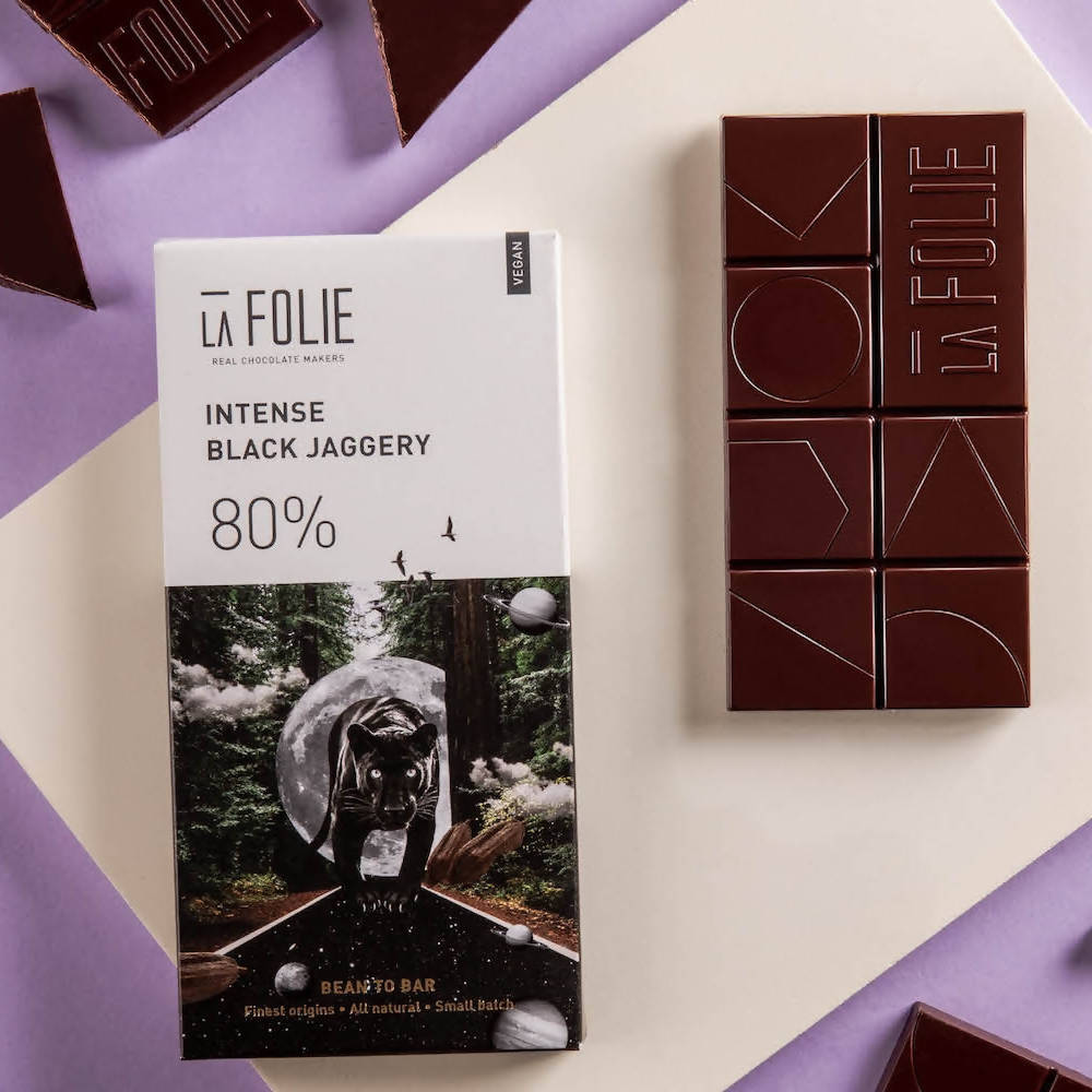 La Folie Intense Black Jaggery Chocolate - Distacart