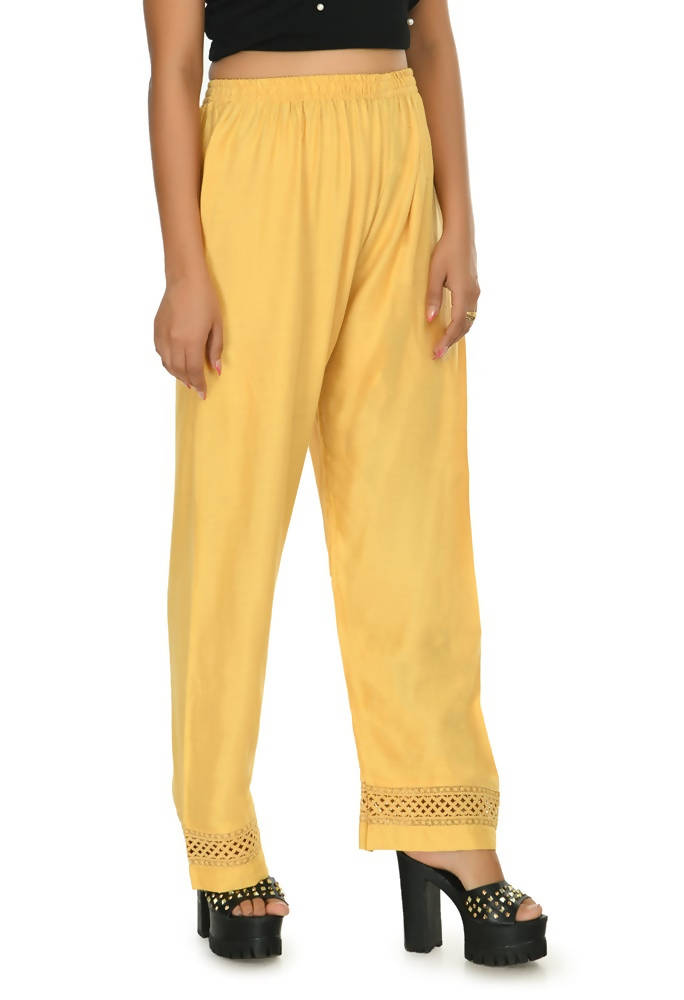 Mominos Fashion Moeza Reyon Cotton Golden Color Straight Work Palazzo