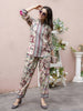 Cream Rayon Floral Printed Top with Matching Bottom - Eesha - Distacart