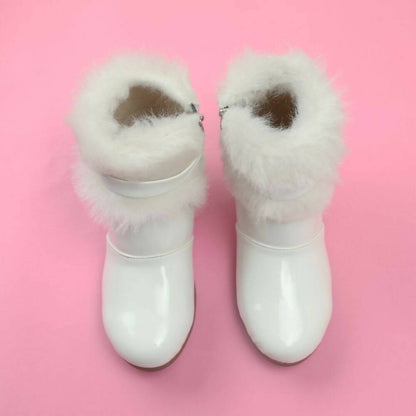 Tiny Bugs Girls Faux Fur Detail Winter Boots - White - Distacart