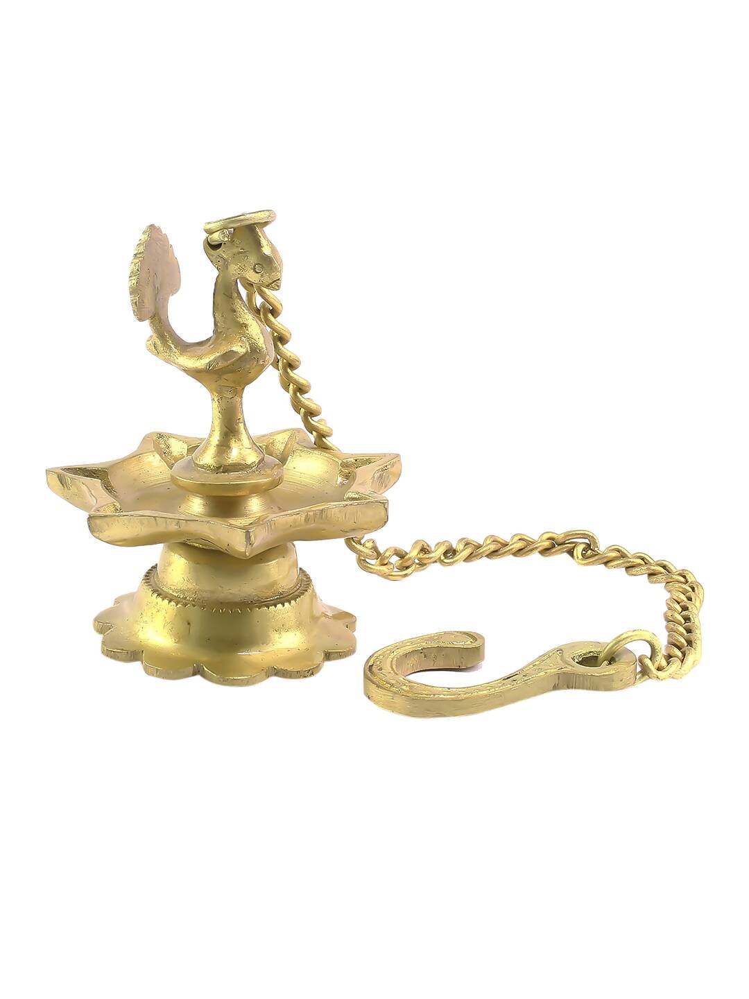 eCraftIndia Gold-Toned Peacock Shaped Hanging Oil Wick Diya - Distacart