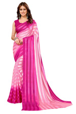 Thumbnail for Vamika Georgette Satin Pink Desinger Satin Patta Saree - Distacart