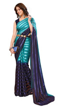 Thumbnail for Vamika Georgette Satin Green Desinger Satin Patta Saree - Distacart