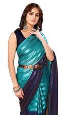 Thumbnail for Vamika Georgette Satin Green Desinger Satin Patta Saree - Distacart