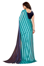 Thumbnail for Vamika Georgette Satin Green Desinger Satin Patta Saree - Distacart