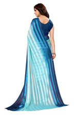 Thumbnail for Vamika Georgette Satin Sky Blue Desinger Satin Patta Saree - Distacart