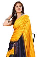 Thumbnail for Vamika Georgette Satin Yellow Desinger Satin Patta Saree - Distacart