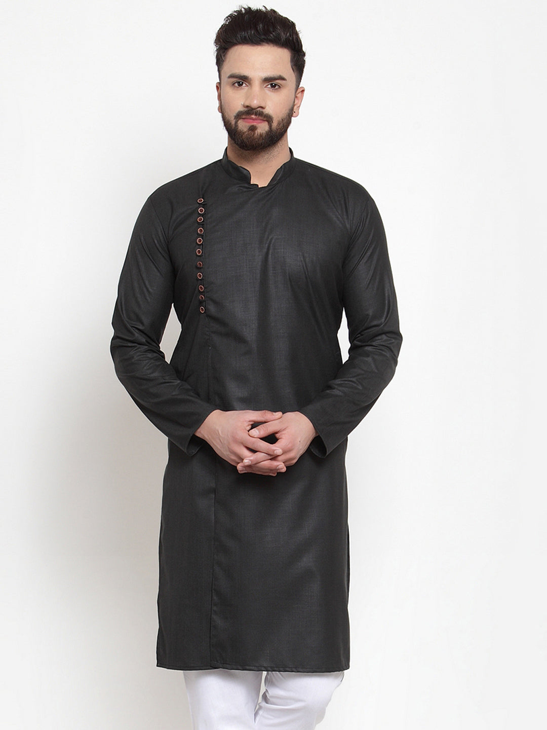Jompers Men Black Solid Kurta Only - Distacart