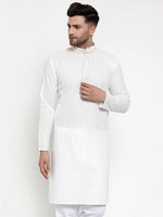 Thumbnail for Jompers Men's White Woven Kurta Only