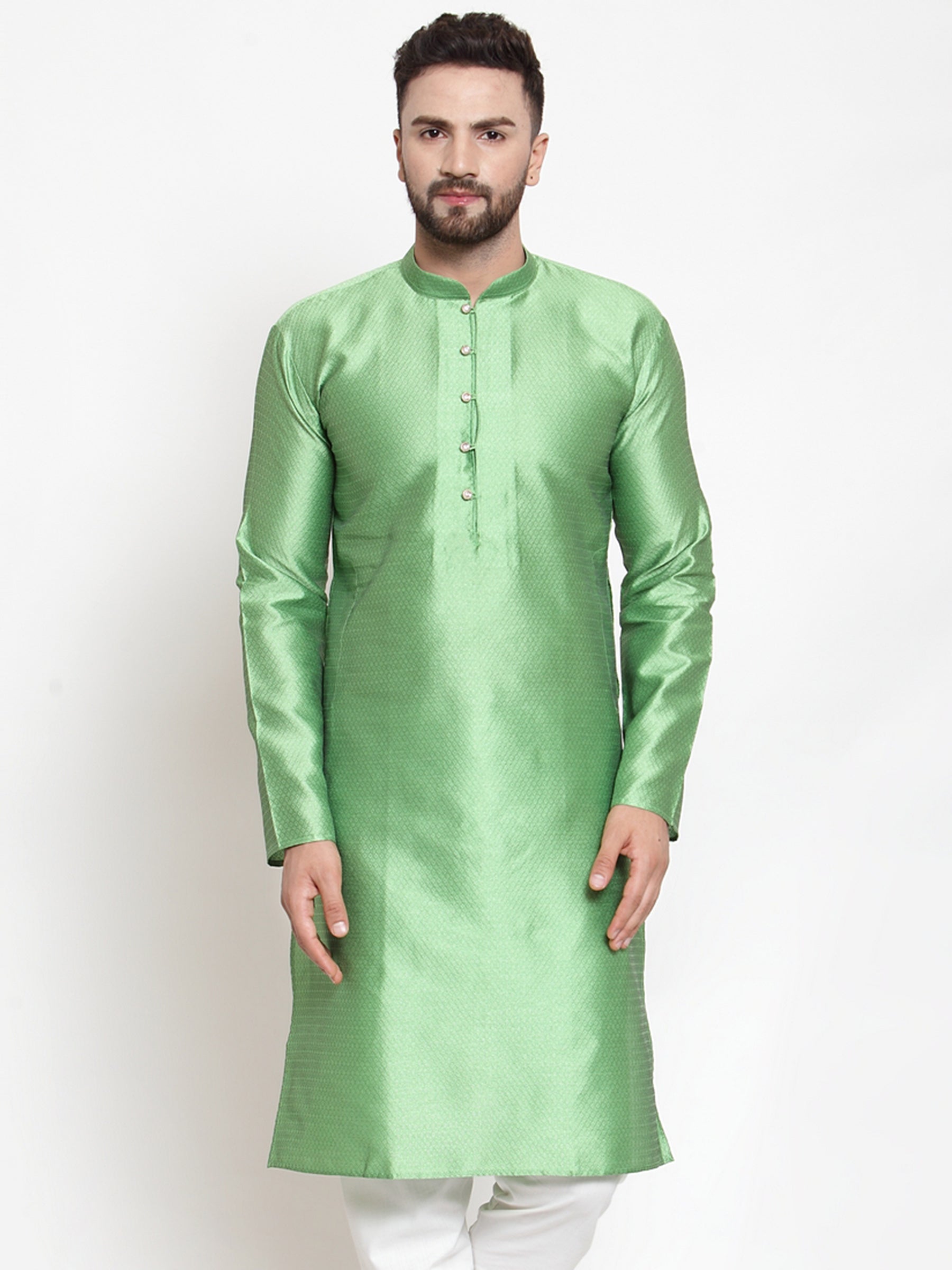 Jompers Men Green & White Self Design Kurta Only - Distacart