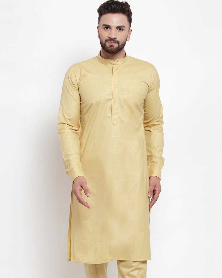 Jompers Men Beige Solid Kurta Only - Distacart