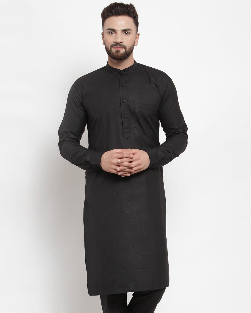 Jompers Men Black Solid Kurta Only - Distacart