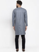 Thumbnail for Jompers Men Grey Solid high-low Kurta - Distacart
