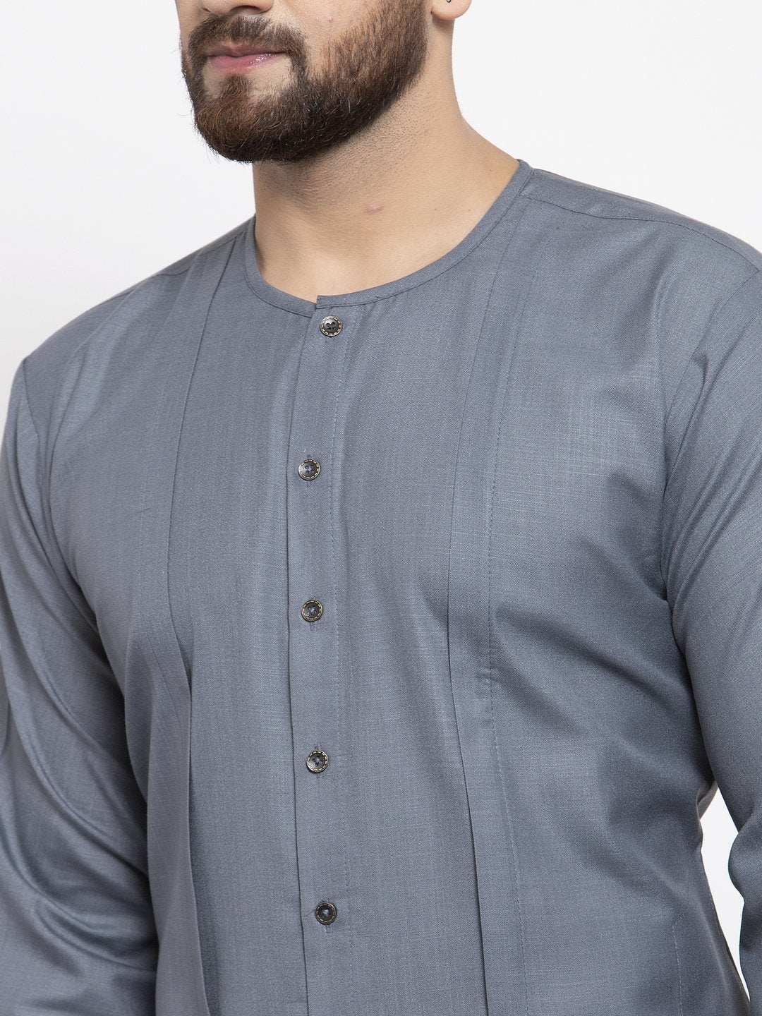 Jompers Men Grey Solid high-low Kurta - Distacart