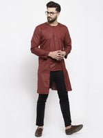Thumbnail for Jompers Men Maroon Solid high-low Kurta - Distacart