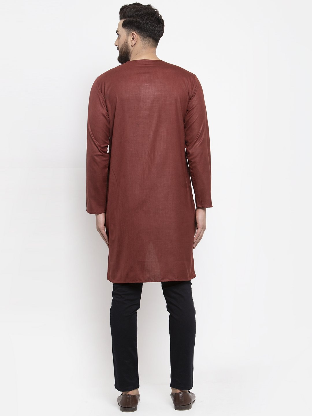 Jompers Men Maroon Solid high-low Kurta - Distacart