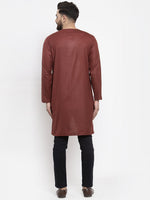 Thumbnail for Jompers Men Maroon Solid high-low Kurta - Distacart