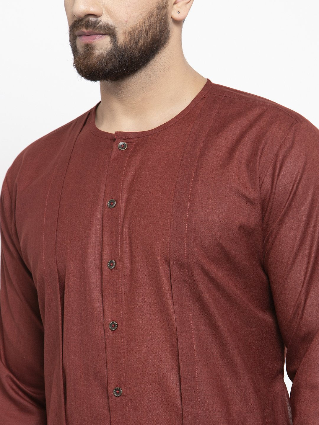 Jompers Men Maroon Solid high-low Kurta - Distacart