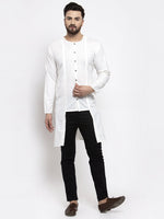 Thumbnail for Jompers Men White Solid high-low Kurta - Distacart