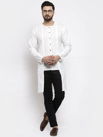 Thumbnail for Jompers Men White Solid high-low Kurta - Distacart