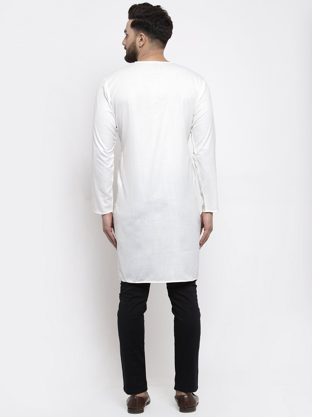 Jompers Men White Solid high-low Kurta - Distacart