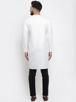 Thumbnail for Jompers Men White Solid high-low Kurta - Distacart