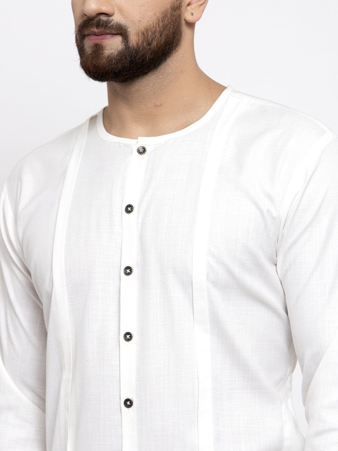 Jompers Men White Solid high-low Kurta - Distacart