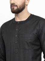 Thumbnail for Jompers Men Black Solid Straight Short Kurta - Distacart