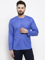Thumbnail for Jompers Men Blue Solid Straight Short Kurta - Distacart