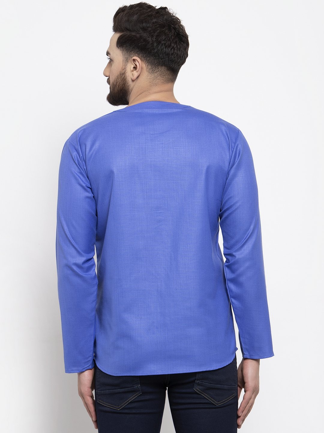 Jompers Men Blue Solid Straight Short Kurta - Distacart