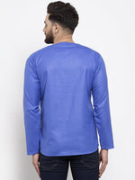 Thumbnail for Jompers Men Blue Solid Straight Short Kurta - Distacart