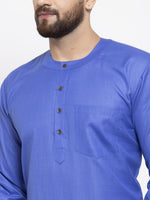 Thumbnail for Jompers Men Blue Solid Straight Short Kurta - Distacart