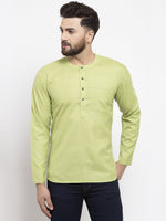 Thumbnail for Jompers Men Green Solid Straight Short Kurta - Distacart